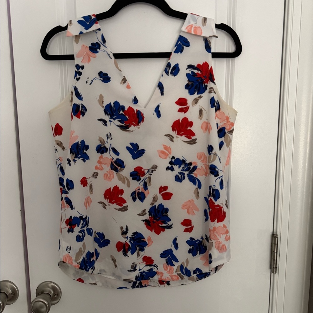 Banana Republic Red and White Sleeveless Tank Top